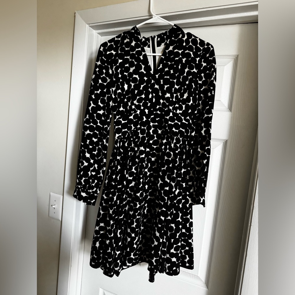 Kate Spade Black and White Long Sleeve Dress
